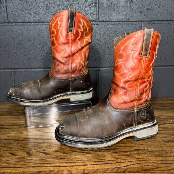 Ariat Work Steel Toe Boots Men’s 9 EE Wide ASTM F2413 Brown Western main image 4